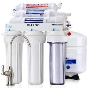 6-Stage High Capacity Reverse Osmosis Drinking Water Filtration System w/ Alkaline Filter,100 GPD, US Made Filters