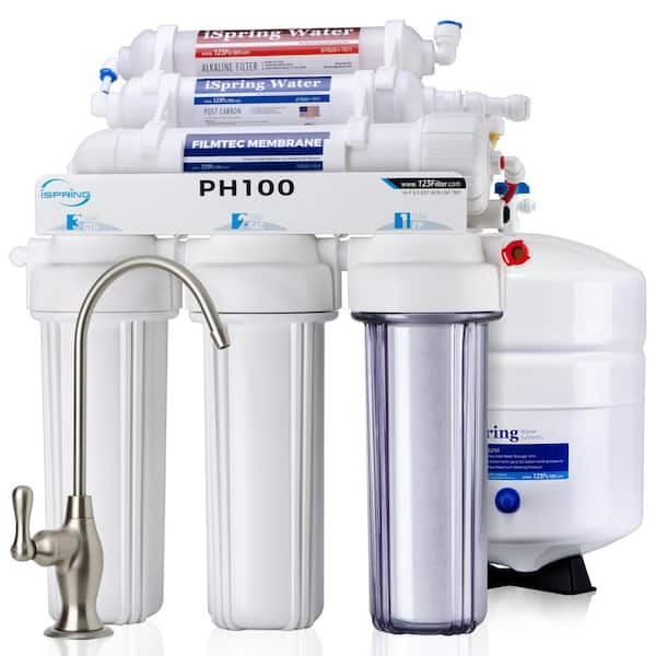 6-Stage High Capacity Reverse Osmosis Drinking Water Filtration System w/ Alkaline Filter,100 GPD, US Made Filters