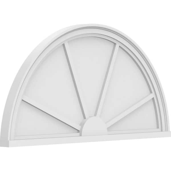 Ekena Millwork 2 in. x 38 in. x 19 in. Half Round 4-Spoke Architectural Grade PVC Pediment Moulding