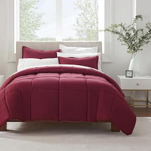 Simply Clean 2-Piece Burgundy Solid Microfiber Twin XL Comforter Set