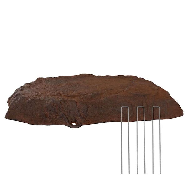 Sunnydaze Flat Artificial Landscape Rocks with Stakes - Brown