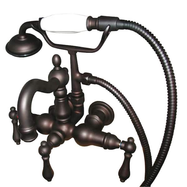 Kingston Brass Victorian 3-3/8 in. Center 3-Handle Claw Foot Tub Faucet with Handshower in. Oil Rubbed Bronze