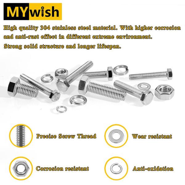 thumbnail image 2 of Metric Stainless Steel Bolt & Nut Assortment Kit – M6, M8, M10 Sizes – With Washers 2 of 5