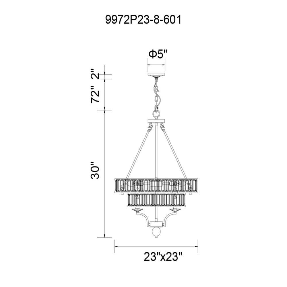 Shalia 8-Light Black Metal Chandelier with Crystal Accents