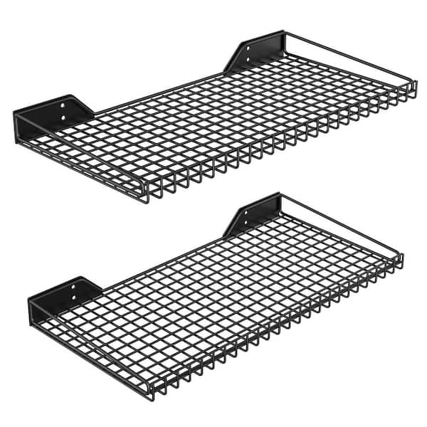 2-Piece 23.5 in. x 12 in. Heavy-Duty Wall-Mounted Metal Storage Shelf Organizer for Garage Shed and Barn