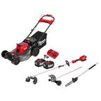 M18 FUEL Brushless Cordless 21 in. Self-Propelled Lawn Mower w/ String Trimmer, Edger, Pole Saw, (2) 12Ah Batteries