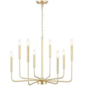 Mercer 8-Light Gold Classic/Traditional Chandelier for Living Room, Kitchen Island with No Bulbs Included