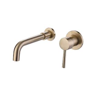 ABA Single Handle Wall Mounted Faucet with Valve High pressure Bathroom Sink Faucet in brushed gold