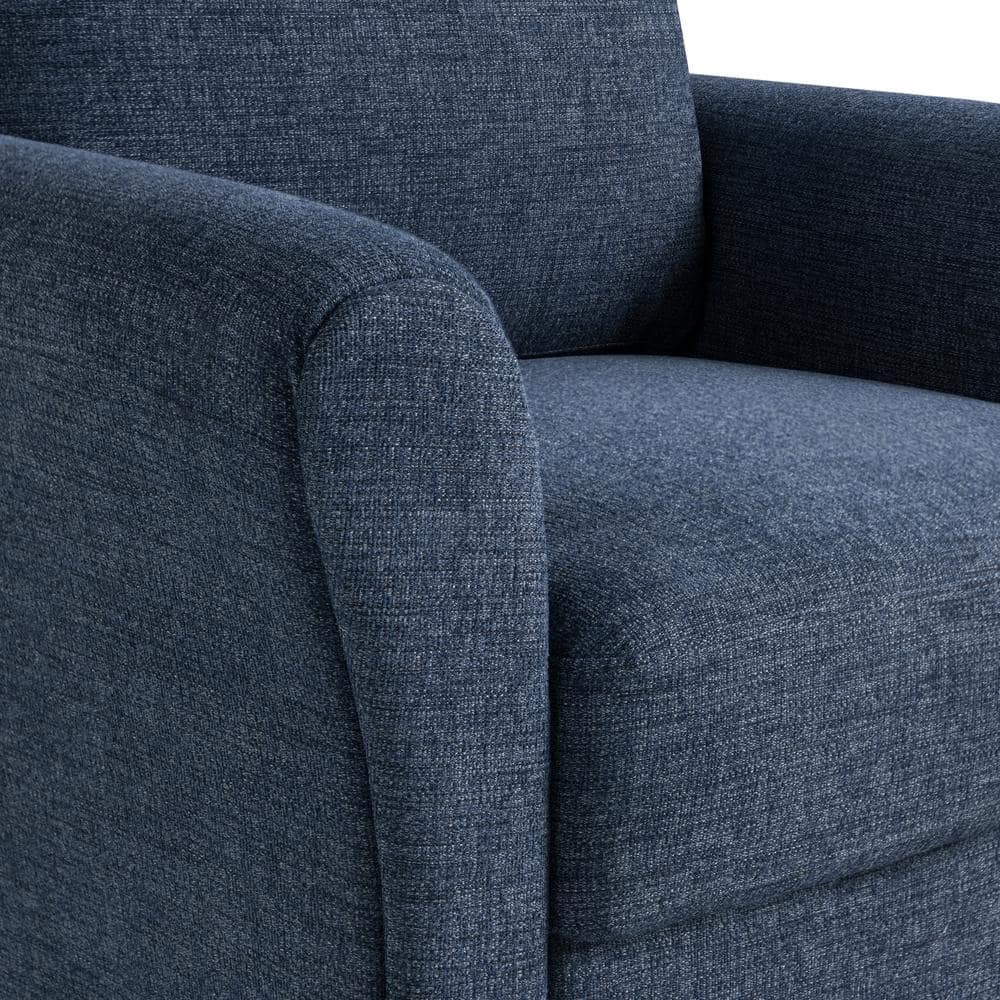 Blue Microfiber Accent Chair with Rolled Arms