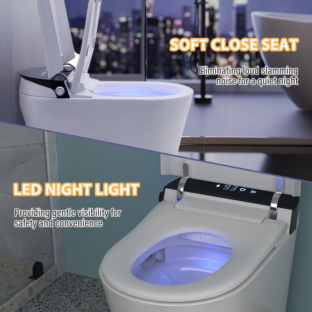 White Elongated Electric Smart Bidet Toilet with Heated Seat and LED Display