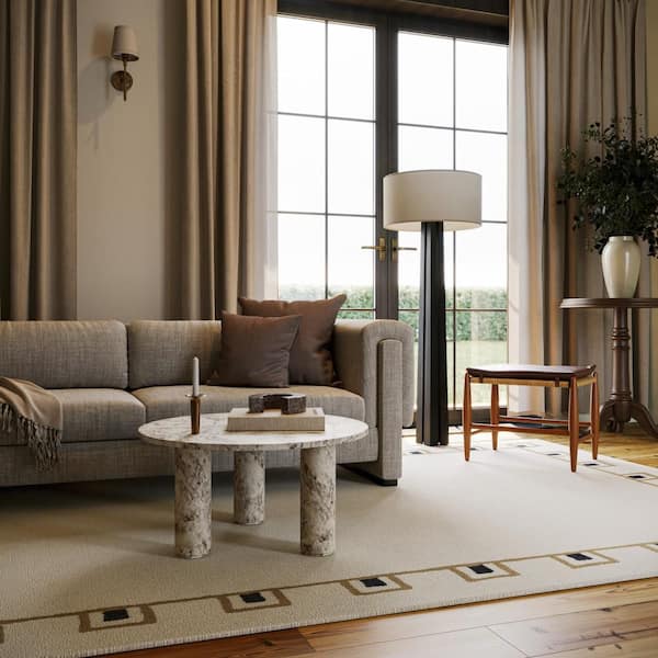 Nate Berkus x Rugs Yves Bordered Wool Cozy Ivory 4 ft. x 6 ft. Indoor Area Rug