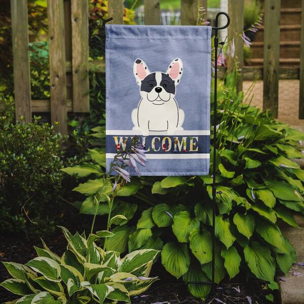 Caroline's Treasures BB7635CHF Welcome Friends White French Bulldog Flag Canvas House Size Large Multicolor Caroline's Treasures BB7635CHF Welcome Friends White French Bulldog Flag Canvas House Size Large Multicolor