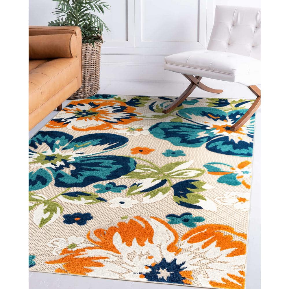 Bergamo Multi Floral 5' x 7' Synthetic Indoor/Outdoor Rug