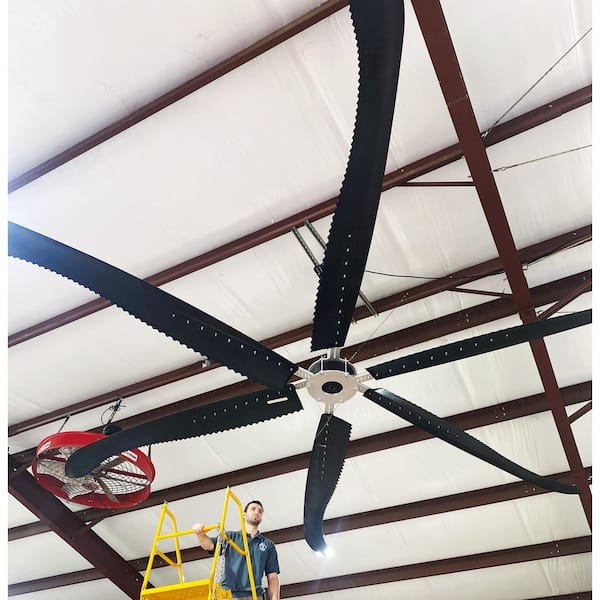 24 ft. High Output HVLS Industrial Ceiling Fan for 28,200 sq. ft. Coverage 2.4 HP 60 RPM-220-Volt, Black Housing