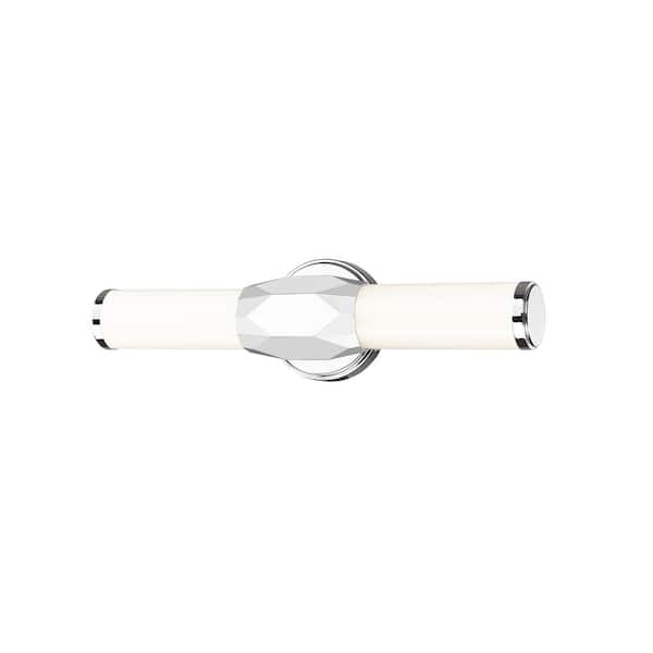 Unbranded Cooper 18 in. 2-Light Chrome Integrated LED Vanity Light with Frosted Plastic Shade
