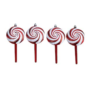 7 in. Shatterproof Candy Cane Lollipop Holiday Deluxe Christmas Ornament (4-Pack)