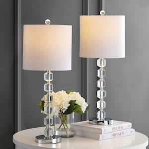 Cary 27.5 in. Chrome/Clear Modern Stacked Crystal/Metal LED Table Lamp