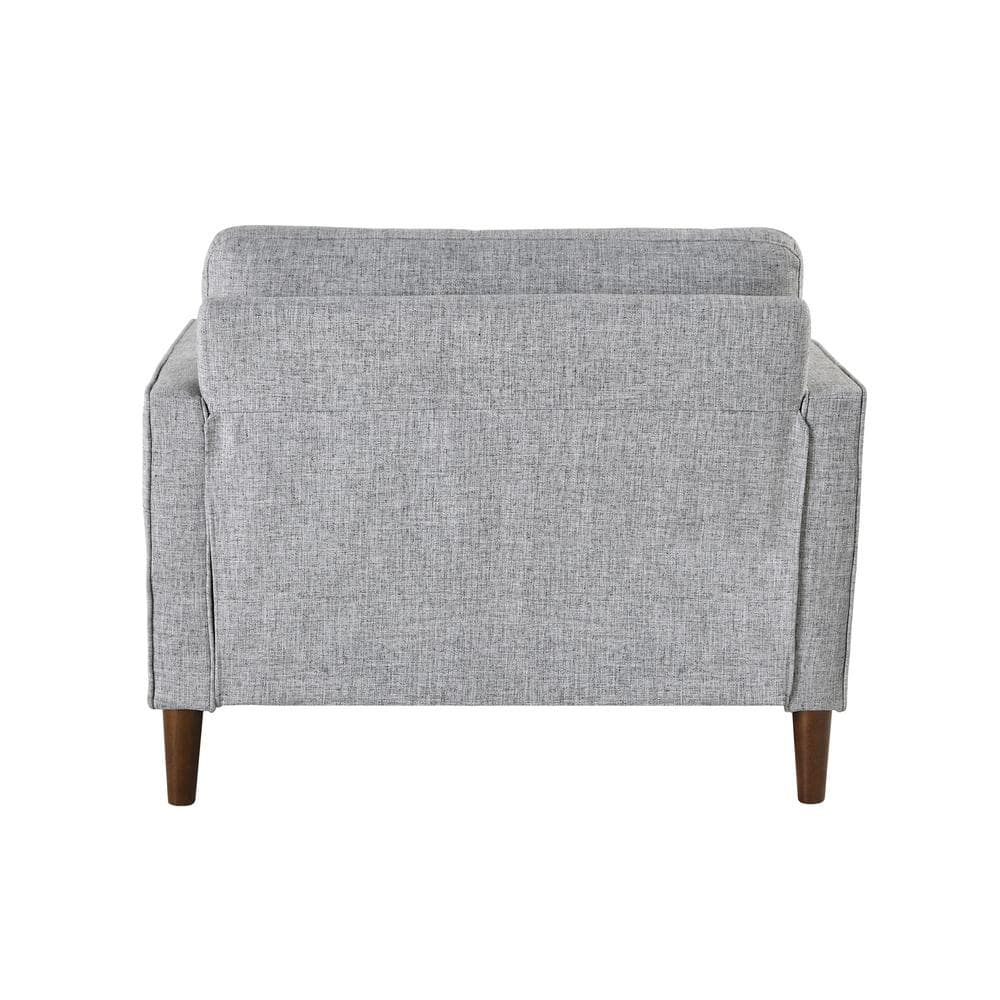 Light Gray Tufted Fabric Accent Chair with Wood Legs