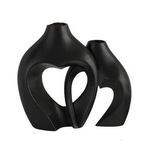 VYD)XL Set Of 2 Black Ceramic Vases – Modern Home Decor For Entryway Or Living Room