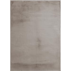 Piper Taupe 5 ft. x 7 ft. Solid Polyester Area Rug