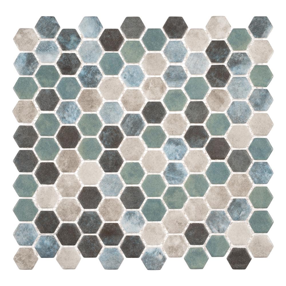 Trillion Matte Blue Glass Hexagon Mosaic Tile
