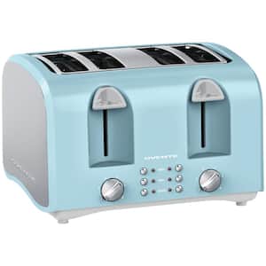 1400-Watt 4-Slice Light Blue Toaster with Extra Wide Slots, 6-Shade Browning Setting, Countertop Toaster
