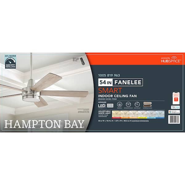 Hampton Bay Fanelee 54 White Color Changing Brushed Nickel