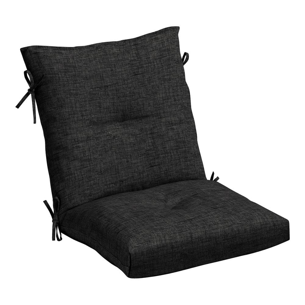 Black Polyester Tufted Outdoor Dining Chair Cushion, 21 x 40