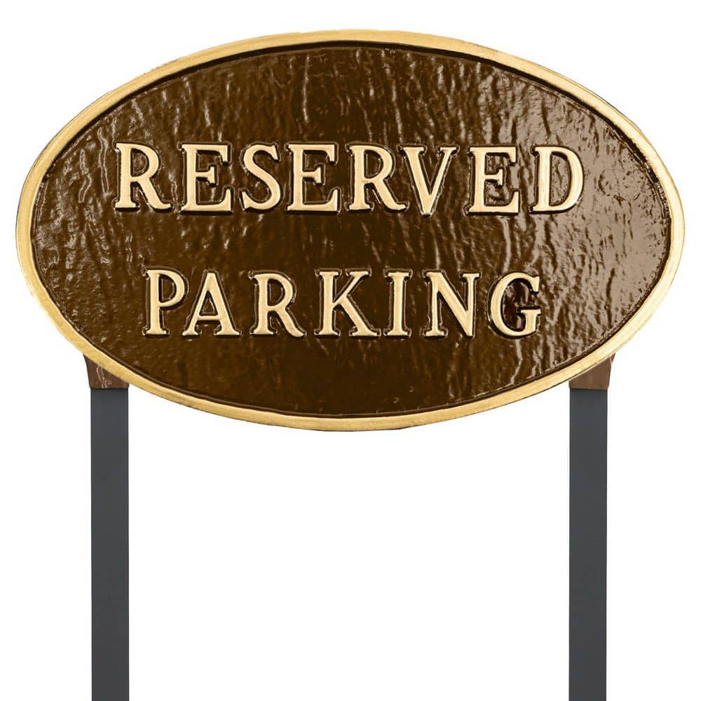 "10"" x 18"" Large Oval Reserved Parking Statement Plaque Sign with Lawn Stakes-Oil Rubbed/Gold" price history on PriceWatchPro