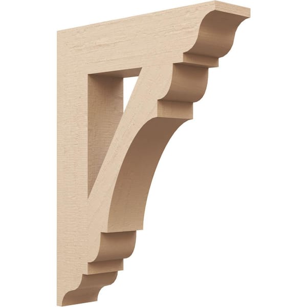 Ekena Millwork 5.5 in. x 32 in. x 24 in. Olympic Traditional Rough Cedar Woodgrain Timberthane Polyurethane Bracket, Primed Tan