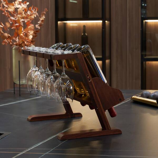 Mind Reader Wood Wine Holder and Glass Rack, Brown (PWGRACK-BRN)