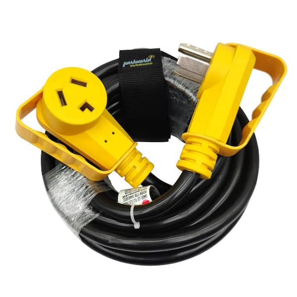 parkworld 50 ft. 10/3 30A 125/250-Volt Indoor/Outdoor 3 Prong NEMA 10-30 Dryer Extension Cord with Handle and Lighted end, Black