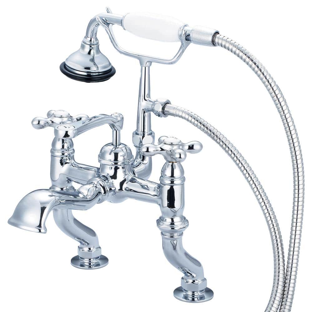 3-Handle Vintage Claw Foot Tub Faucet with Hand Shower and Cross Handles in Triple Plated Chrome price history on PriceWatchPro
