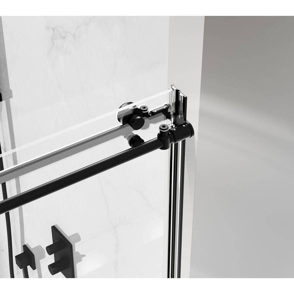 Eclipse 60" Frameless Brushed Nickel Sliding Tub Door with Clear Glass