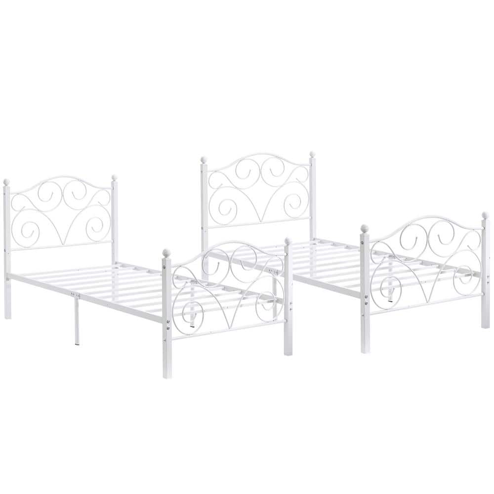 VECELO Twin Size 2-Piece Metal Platform Bed Frame Set - No