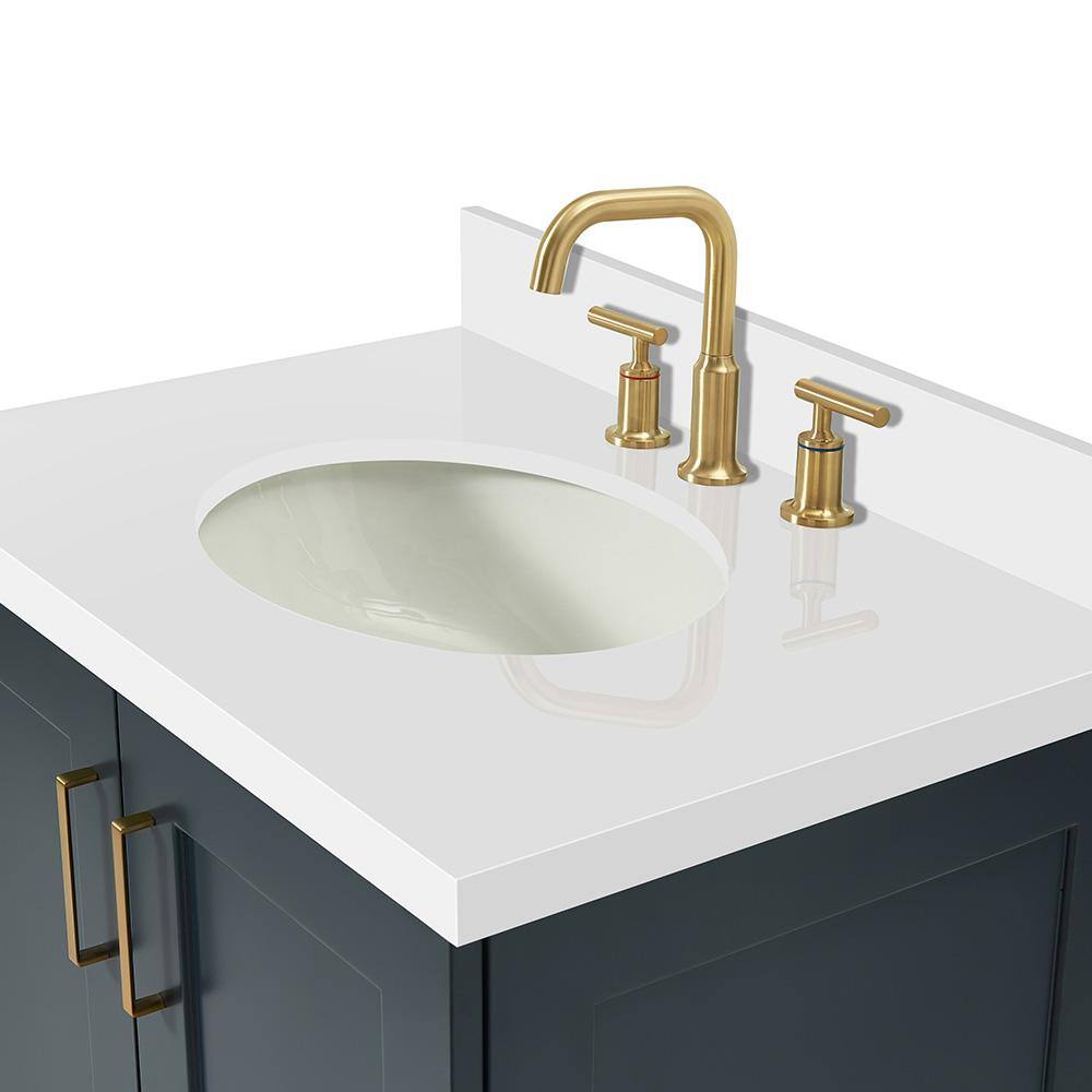 Midnight Blue 31" Bathroom Vanity with White Quartz Top
