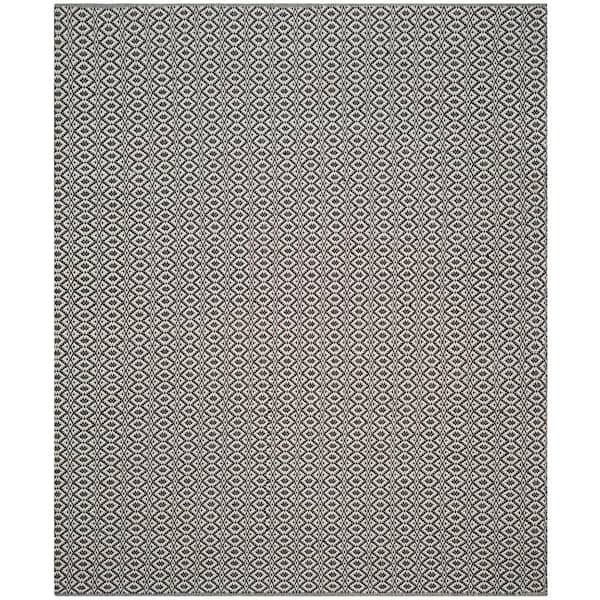 SAFAVIEH Montauk Ivory/Black 8 ft. x 10 ft. Solid Geometric Striped Area Rug
