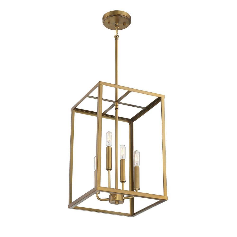 Meridian 18" Natural Brass 4-Light Geometric Pendant