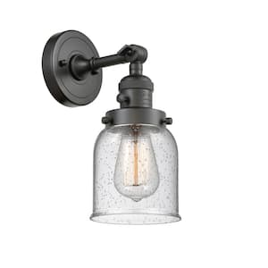 Bell 5 in. 1-Light Oil Rubbed Bronze Wall Sconce with Seedy Glass Shade with On/Off Turn Switch