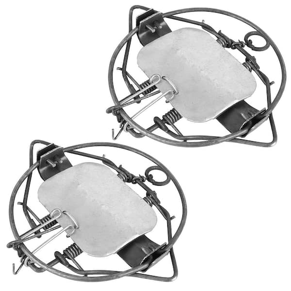 2-Piece 5 in. Easy Set Outdoor Reusable Animal Snap Trap for Racoon, Rabbit Skunk & Other Small Medium Animals, Silver