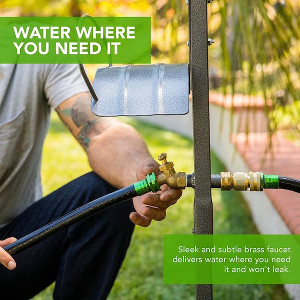 Yard Butler 100 ft. Silver Free Standing Hose Hanger with Faucet Yard Butler 100 ft. Silver Free Standing Hose Hanger with Faucet