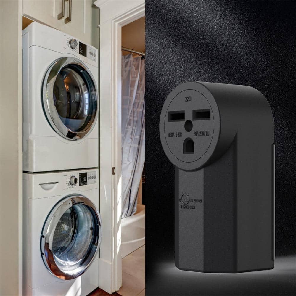 30 Amp Black Thermoplastic Tamper Resistant Single Outlet