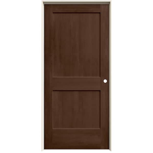 JELD-WEN 36 in. x 80 in. Monroe Milk Chocolate Stain Left-Hand Solid Core Molded Composite MDF Single Prehung Interior Door