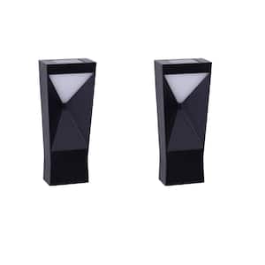 Black Integrated LED Outdoor Solar Wall Lantern Sconce Light (2-Pack)