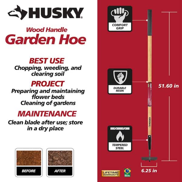 51 in. L Wood Handle Garden Hoe