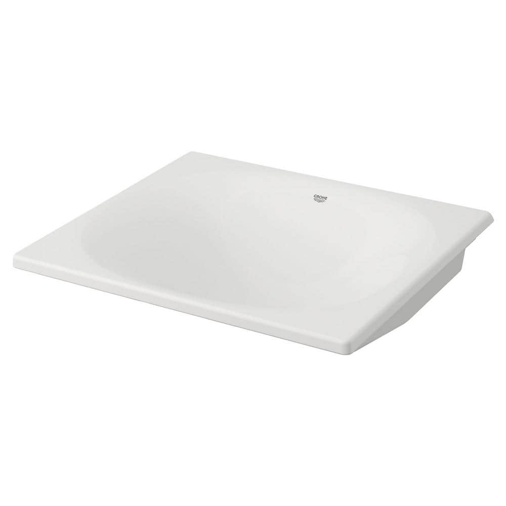 GROHE Eurocube 21 in. Undermount Bathroom Sink in Alpine White 39660000 ...