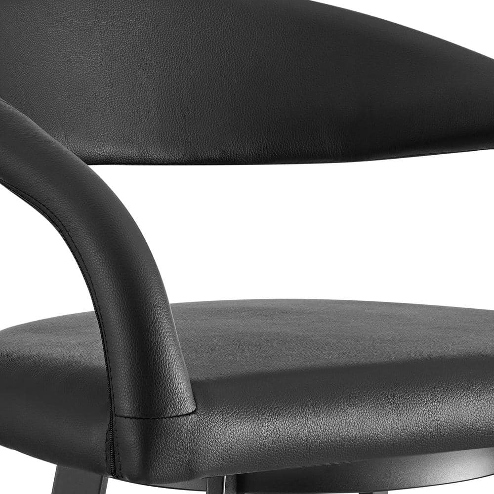 Ramona 26" Black Faux Leather Swivel Counter Stool with Metal Frame