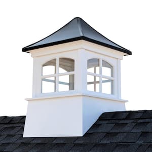 Windsor 18 in. x 18 in. x 27 in. H Square Vinyl Cupola with Black Aluminum Roof
