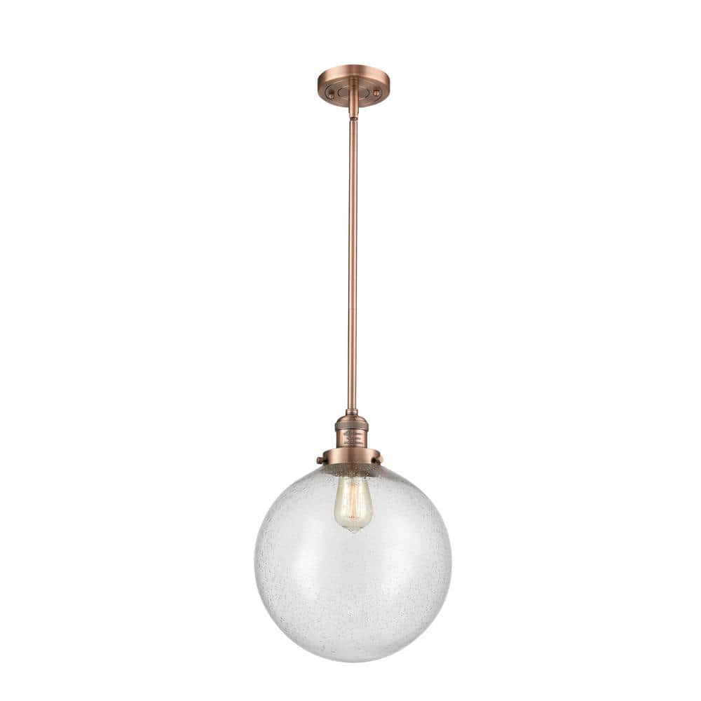 Antique Copper Glass Globe Mini Pendant Light