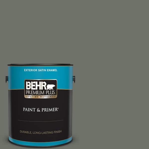BEHR PREMIUM PLUS 1 gal. #ECC-41-3 Laurel Oak Satin Enamel Exterior Paint & Primer